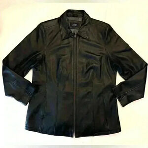 Sonoma Women's Vintage Black Lambskin Leather Jacket Size Large